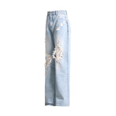 Pantalon droit taille haute déchiré BrJeans